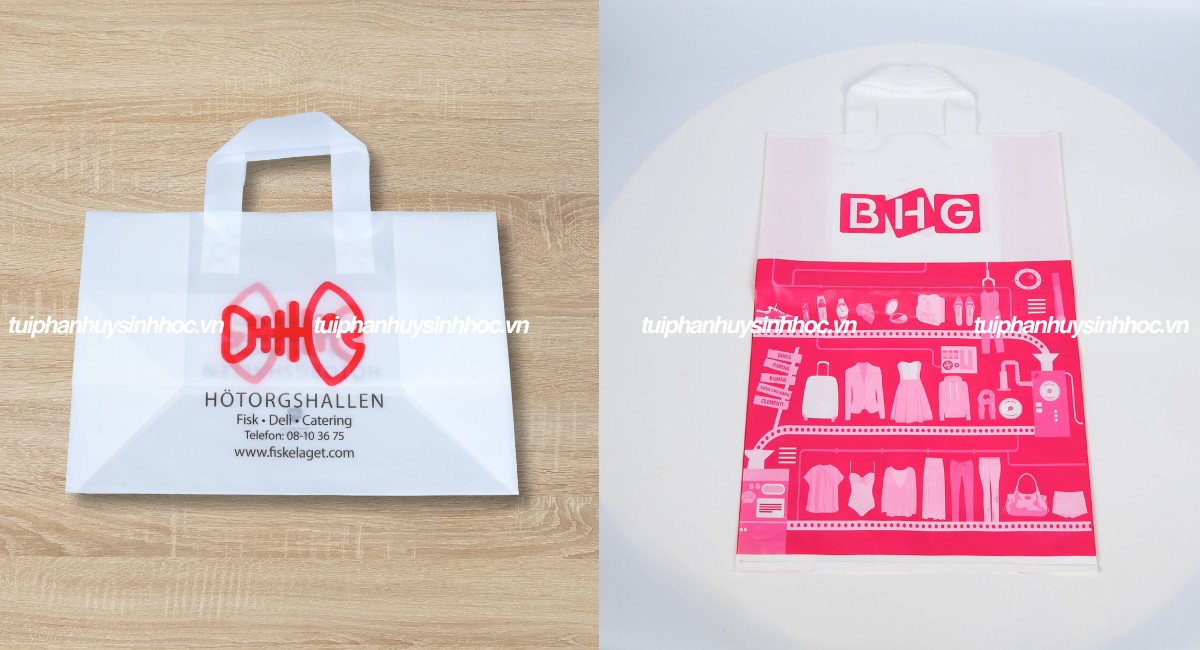 Kích thước túi ép quai in logo tự hủy