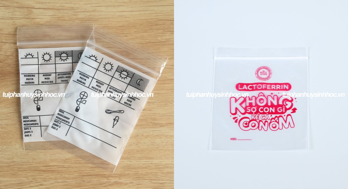 Kích thước túi zipper đựng thuốc tự hủy