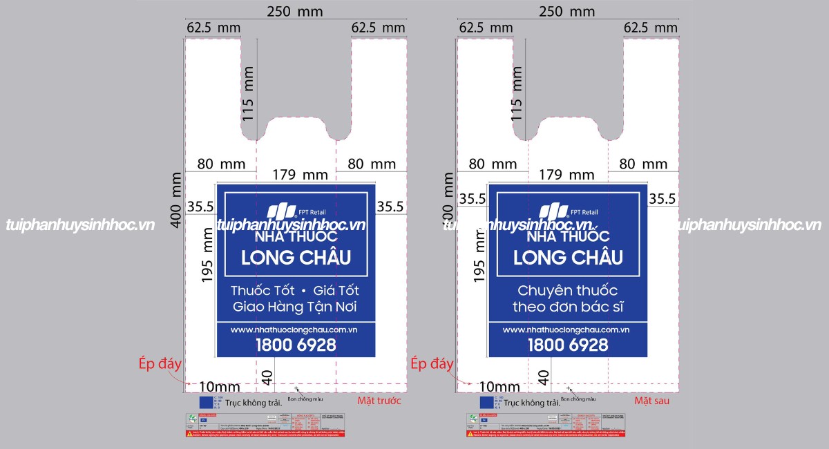 Túi xốp tự hủy nhà thuốc Long Châu