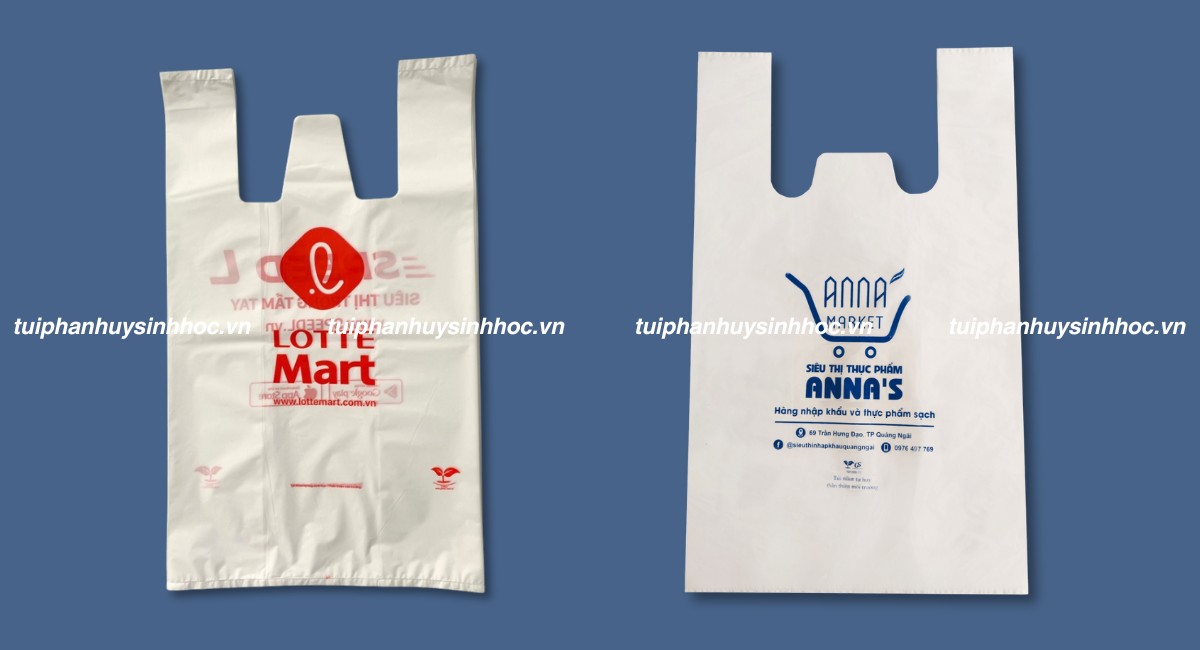 Túi xốp tự hủy dùng trong siêu thị cửa hàng tiện lợi