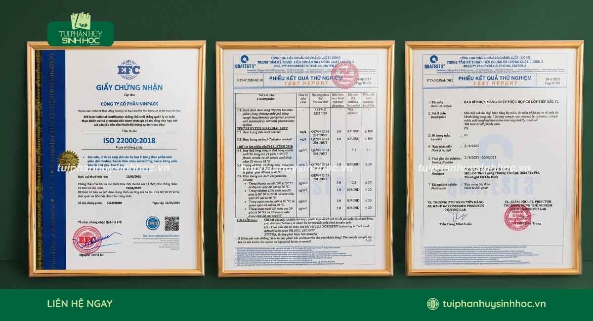 Các chứng nhận của Túi Phân Hủy Sinh Học