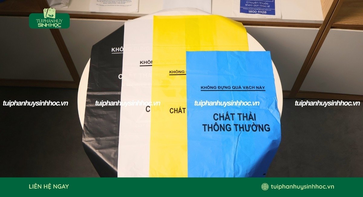 Mẫu túi túi đựng rác tự hủy phân loại theo chất thải