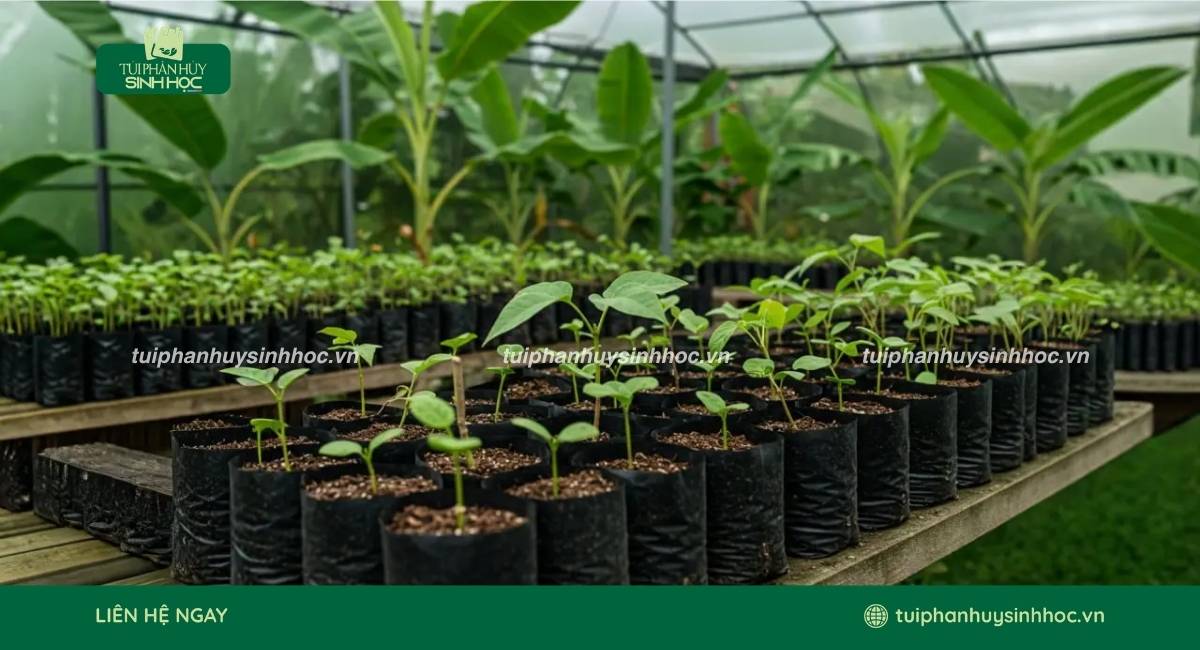 Mẫu túi ươm cây tự hủy có lỗ thoát nước