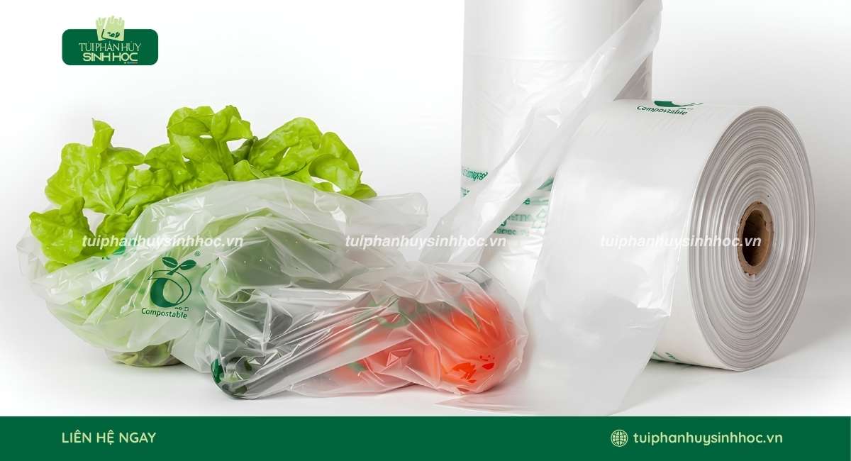 Bao bì thực phẩm compostable có nhãn seedling