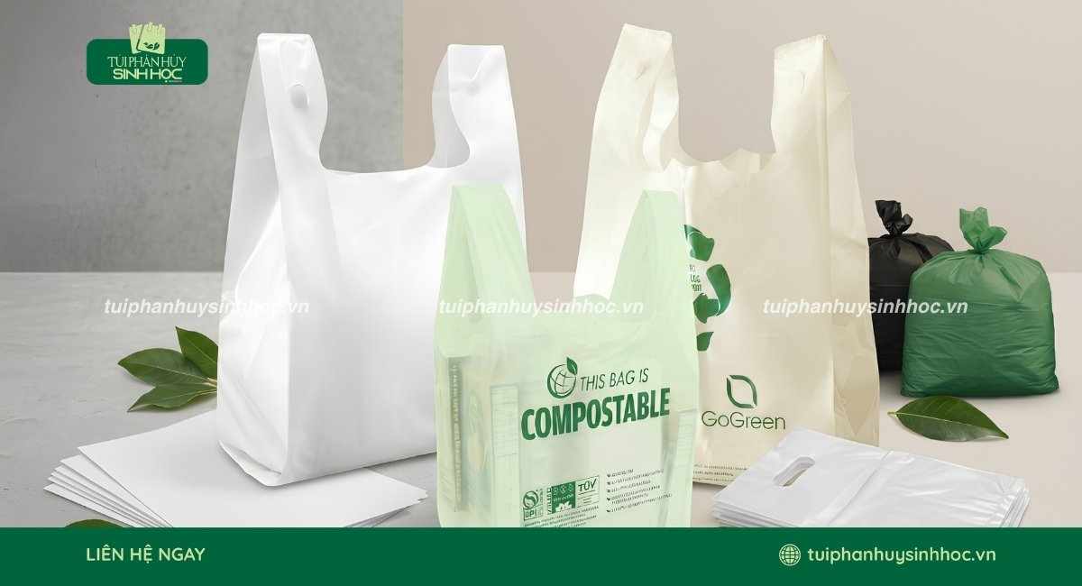 Túi compostable dùng trong đóng gói và mua sắm