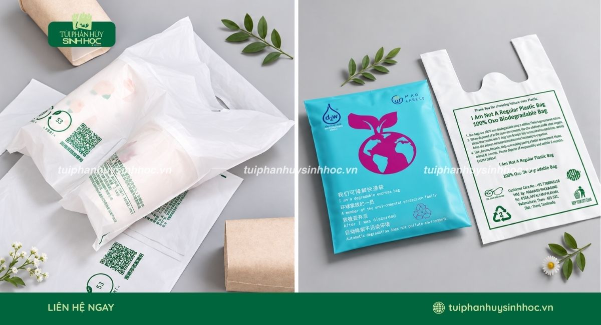 Phân biệt túi tinh bột và túi tự hủy oxo d2w khi sử dụng