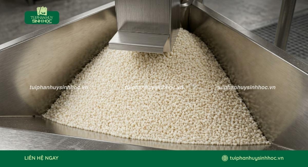 Phối trộn nguyên liệu để sản xuất túi tinh bột