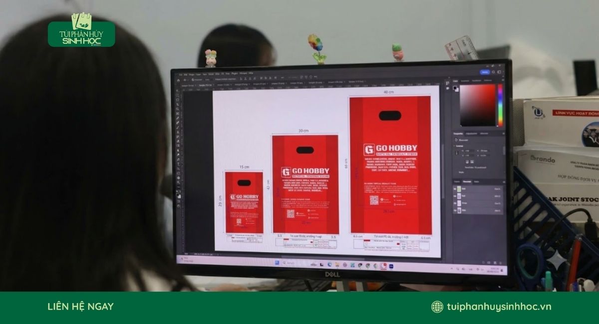 Thiết kế túi xoài PE đỏ trong quá trình thiết kế