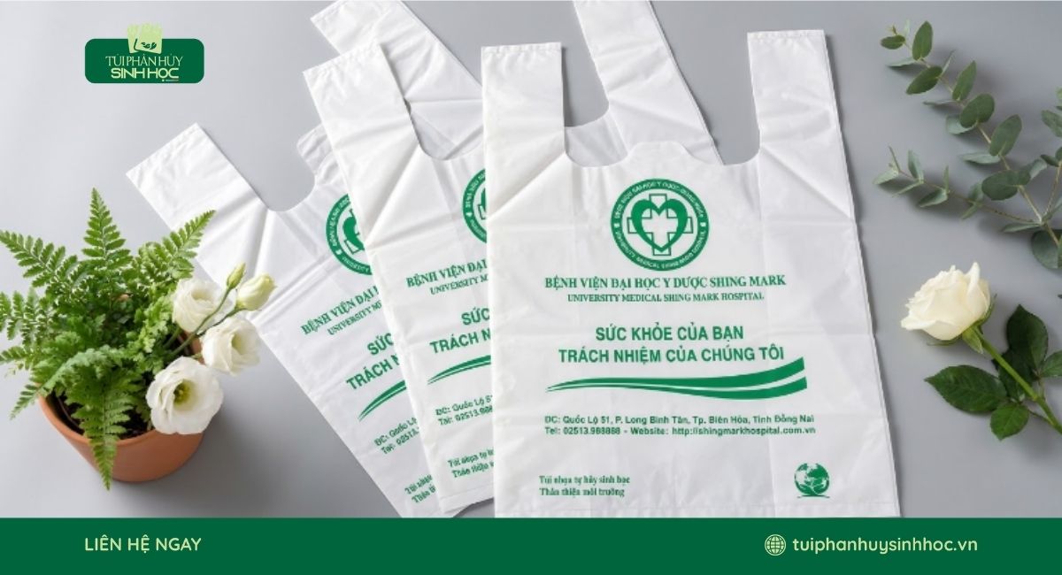 Túi xốp 2 quai sữa tự hủy Shing Mark
